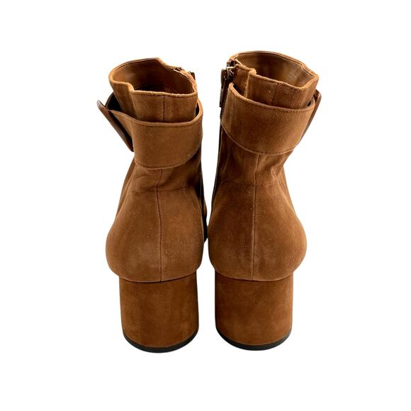 Alex Marie NWOB Paxton Tan Suede Leather Square Toe Cylinder Heel Booties - Picture 7 of 12